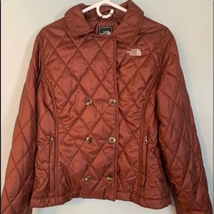 The North Face Womens Burgundy Zipper Button Jacket Primaloft Size Large